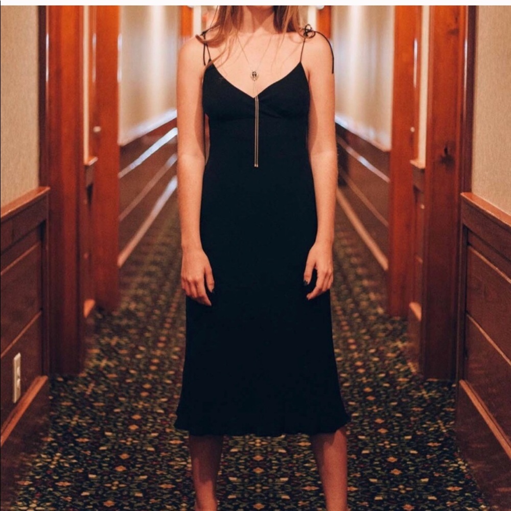 J. Crew Black Silk Slip Dress